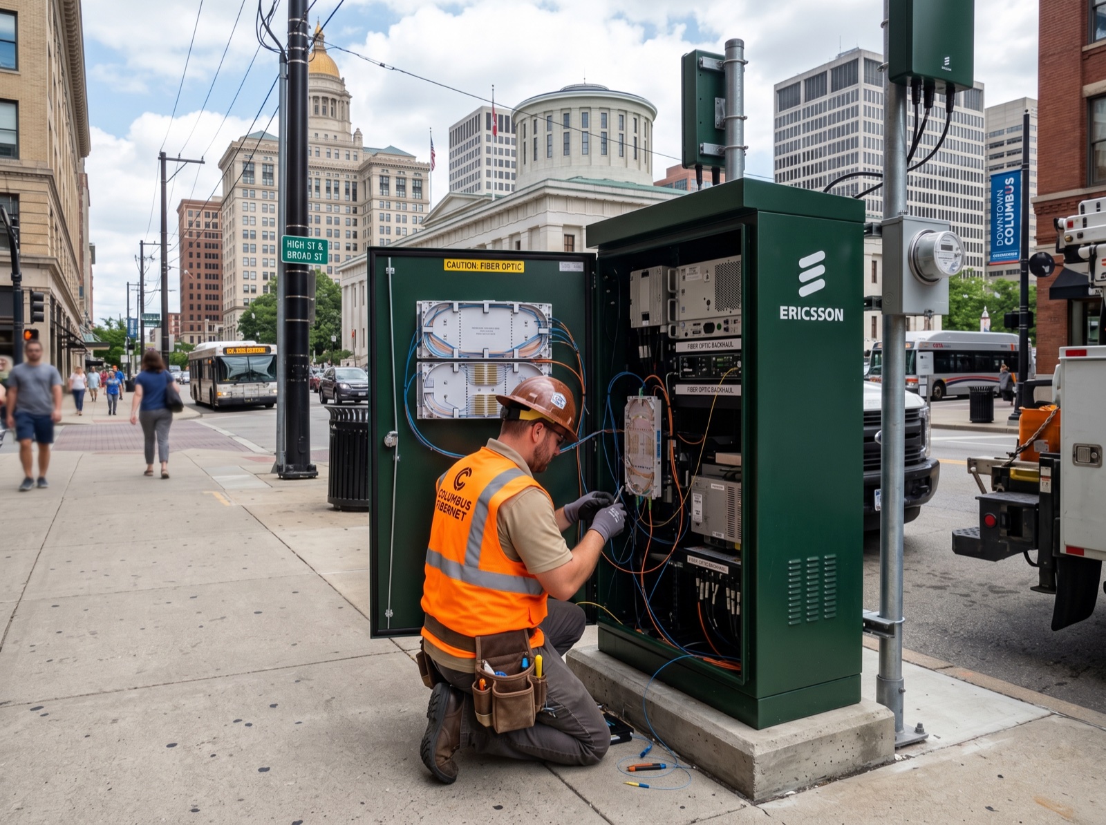 Small cell fiber backhaul installation in Columbus, Ohio
