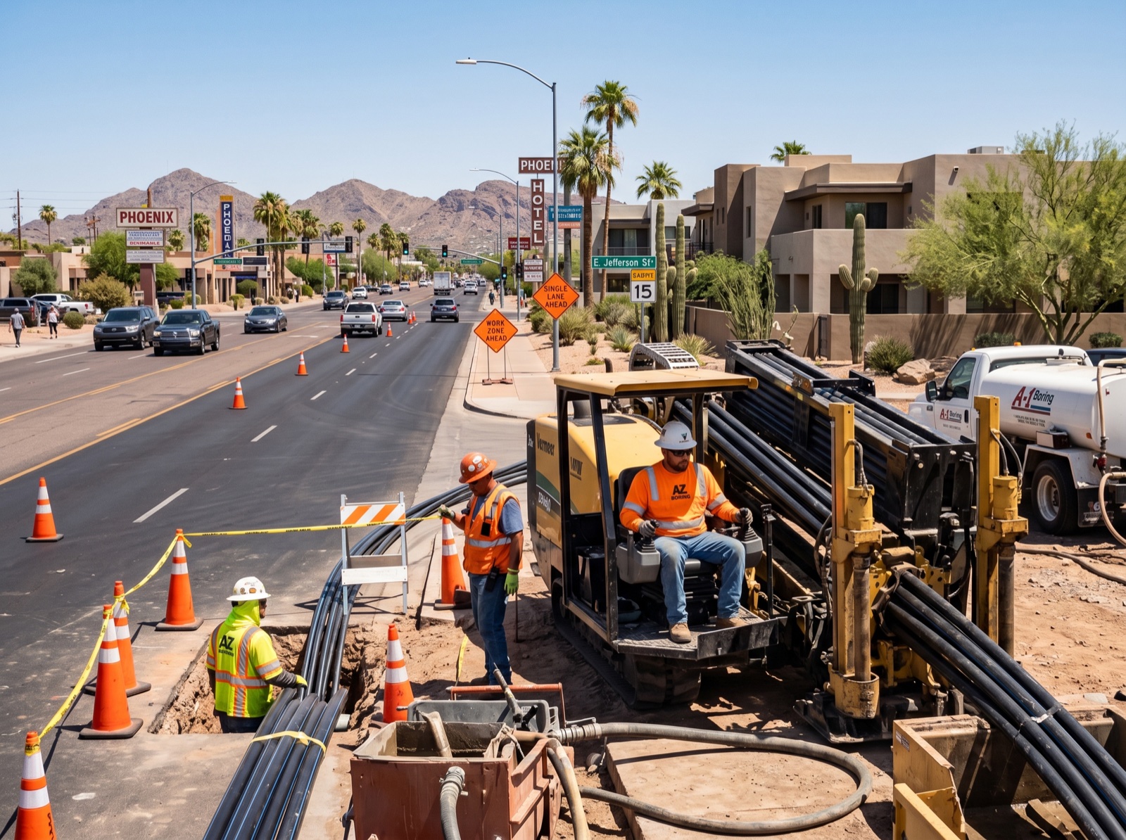 Underground conduit and fiber installation in Phoenix, Arizona